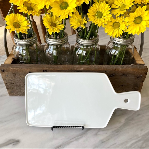 Charcuterie Board•NWOT White Porcelain Board•Approx. 6”x 9” with a 3” Handle - Picture 4 of 13